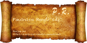 Paulnics Renátó névjegykártya
